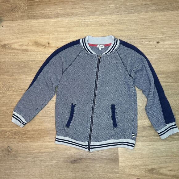Splendid Boy's Blue Funnel-Neck Jacket Pockets Stripe Size 7 - Picture 1 of 9